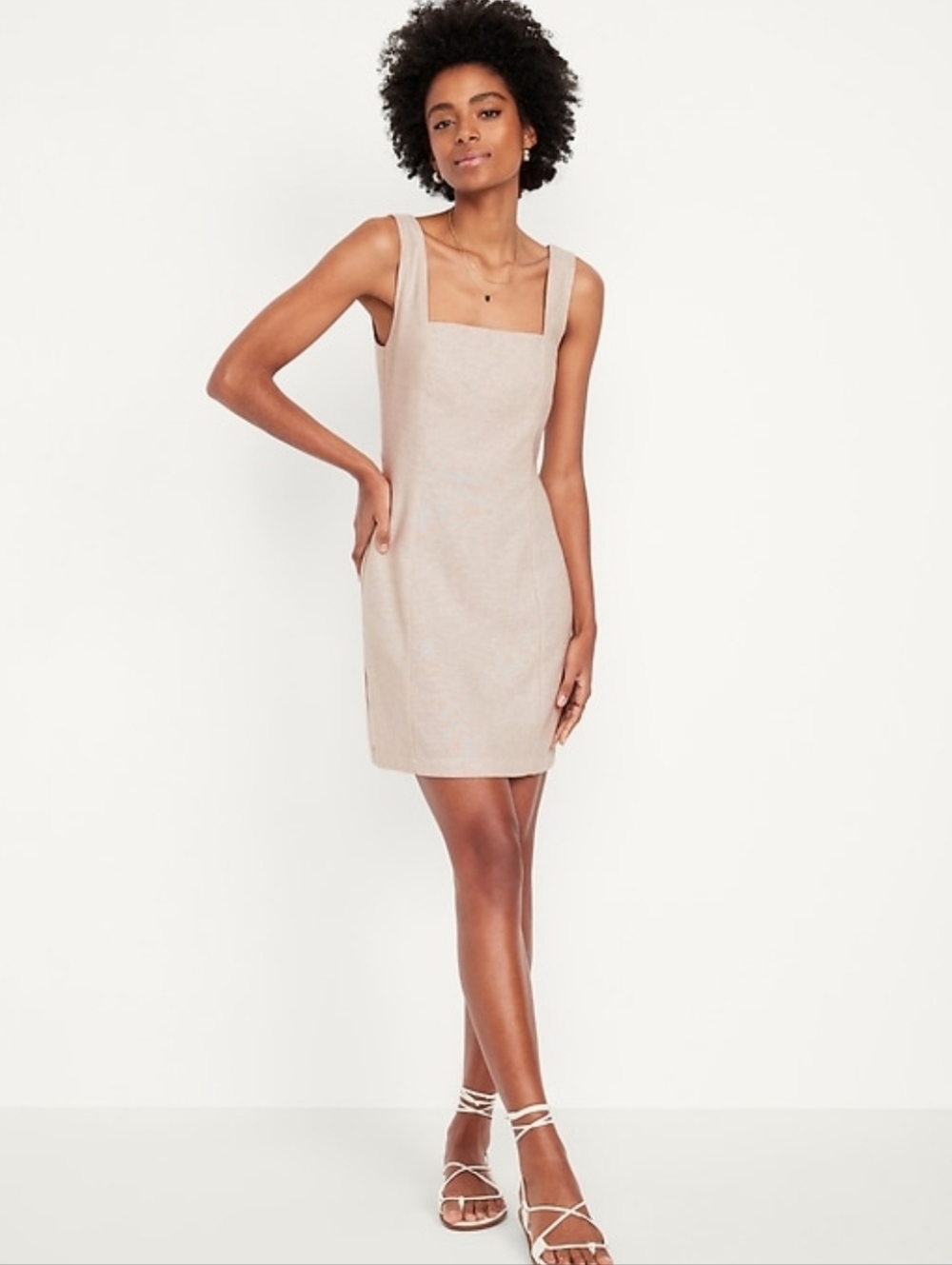Old Navy Square Neck Linen Blend Mini Dress New With Tags